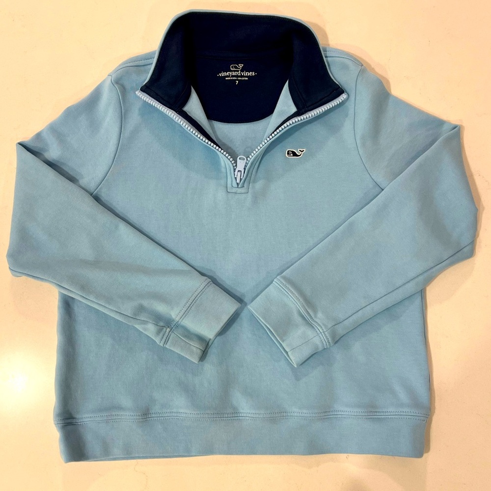 Vineyard Vines Boys Saltwater Quarter-Zip
size 7 Jake Blue EUC